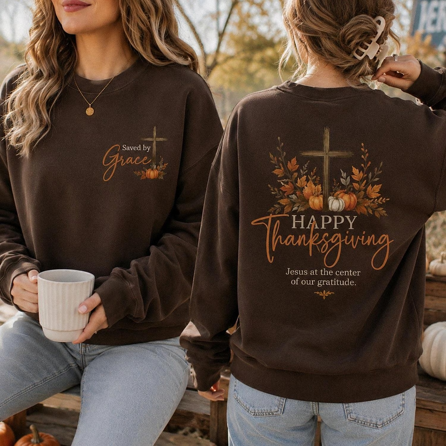 Happy Thanksgiving Christian Shirt – Saved by Grace Fall Tee, Sweatshirt & Hoodie