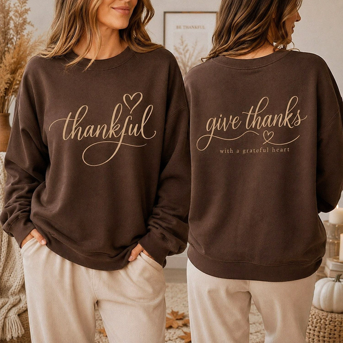 Thankful Give Thanks Shirt – Grateful Heart Thanksgiving Tee