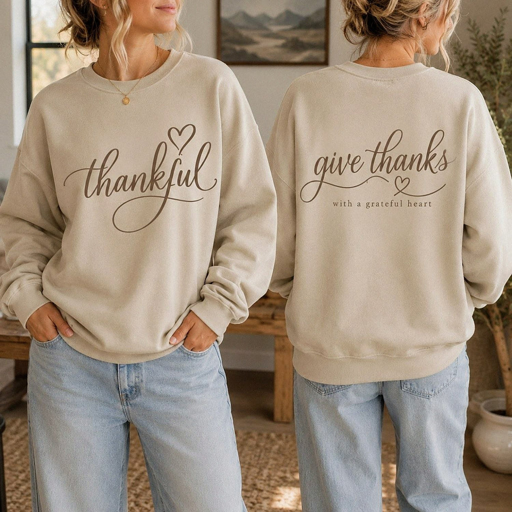 Thankful Give Thanks Shirt – Grateful Heart Thanksgiving Tee