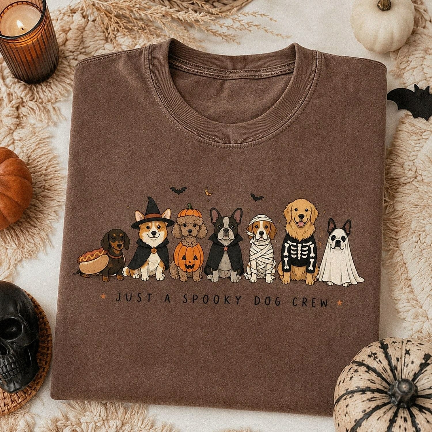 Just a Spooky Dog Crew Comfort Colors Shirt – Cute Halloween Dog Tee