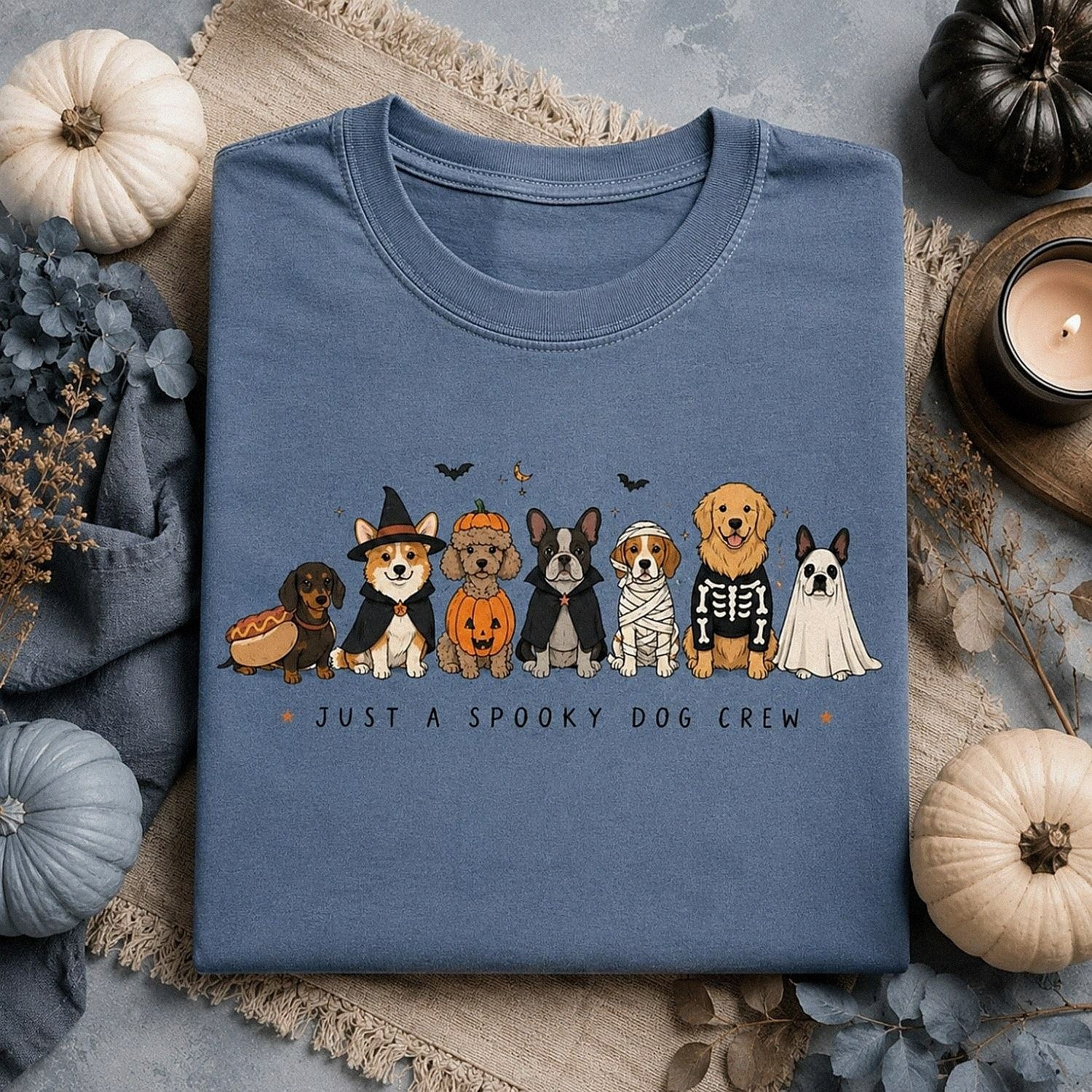 Just a Spooky Dog Crew Comfort Colors Shirt – Cute Halloween Dog Tee
