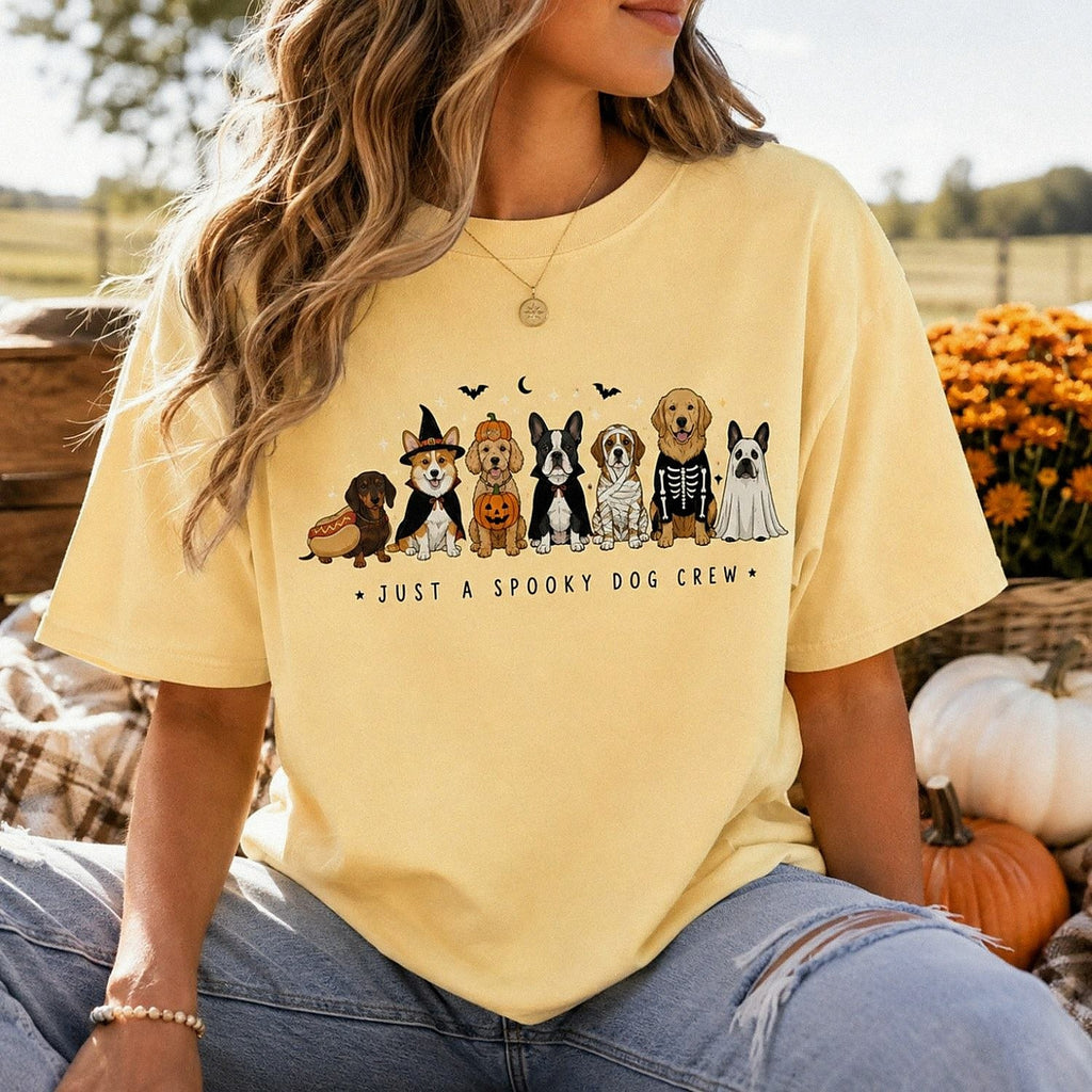 Just a Spooky Dog Crew Comfort Colors Shirt – Cute Halloween Dog Tee