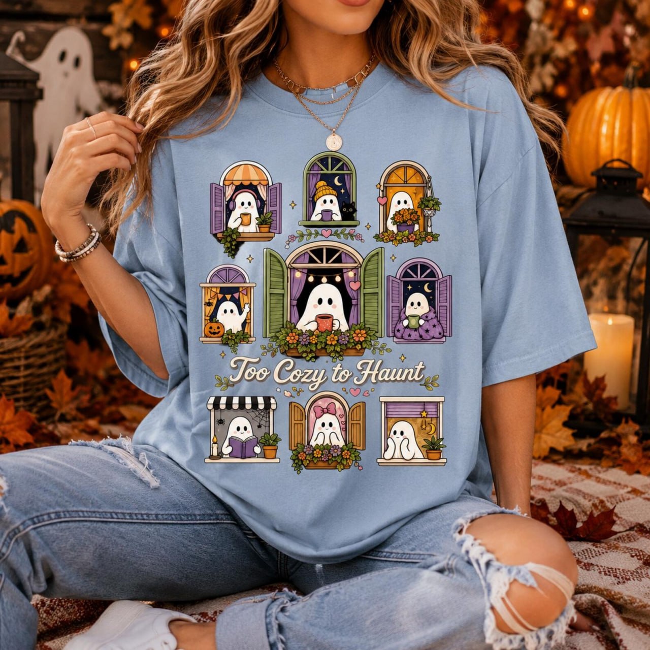 Too Cozy to Haunt Comfort Colors Shirt – Cute Ghost Halloween Tee