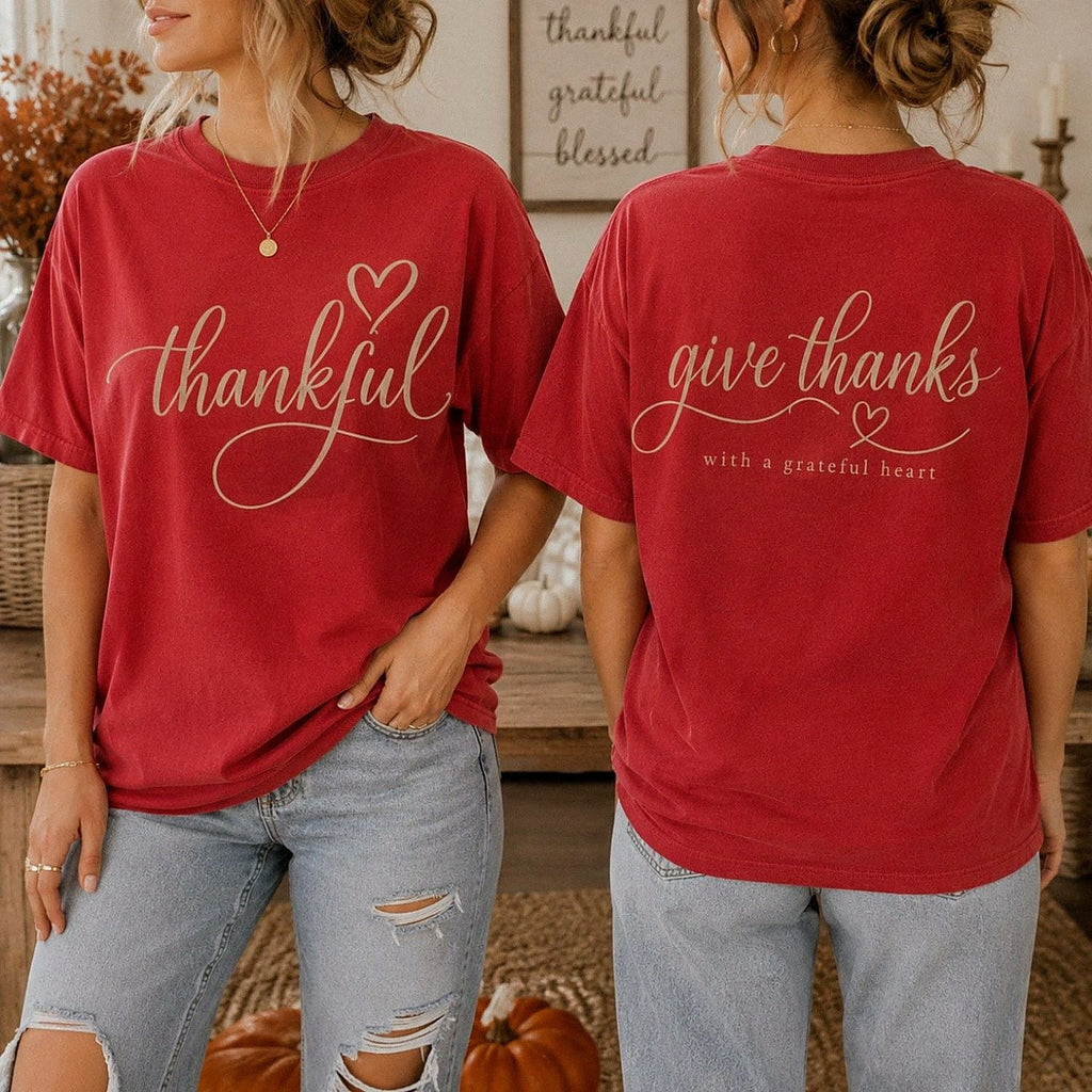 Thankful Give Thanks Shirt – Grateful Heart Thanksgiving Tee